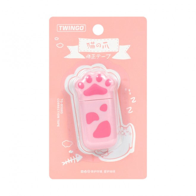 Cute Cat paw Shape Correction Tape PET 6m 5mm Quick Dry Easy to use For Student School Kids note taking Stationery