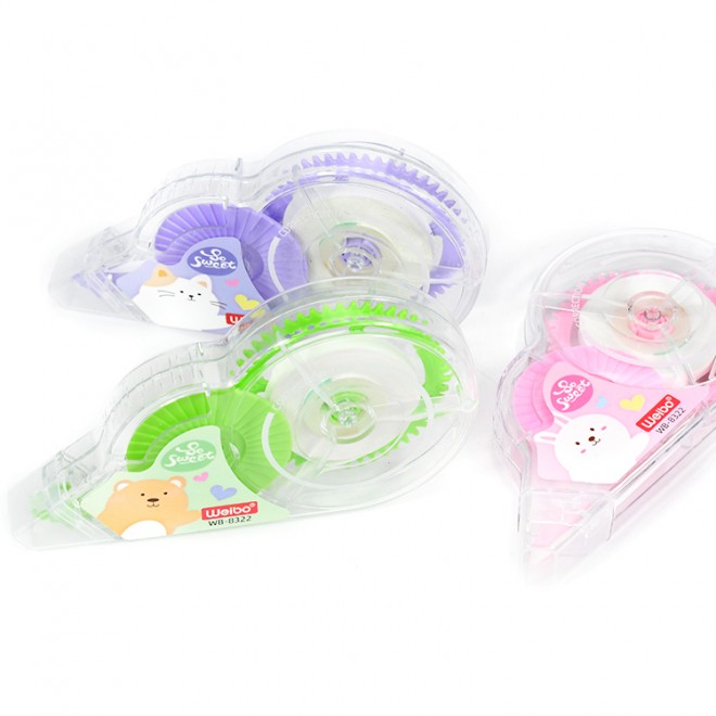 Weibo decor correct correction tape decorative high quality corective 3in 1Effective cute color correction tapes school kids set