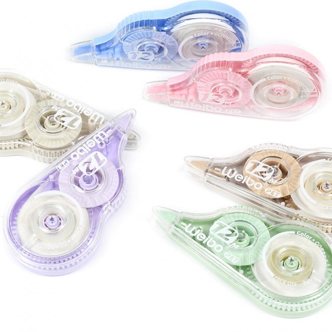 New color 6-pack correction tape set, cartoon cute portable belt, large capacity ,