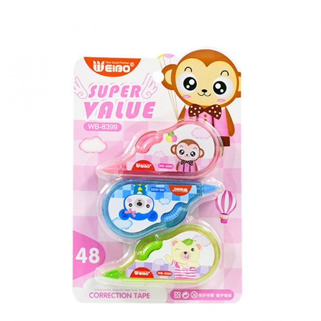 Portable 5mm 3pcs Set White out Correction Tape Children Corrector Tapes cartoon Office School Student Stationery Tape