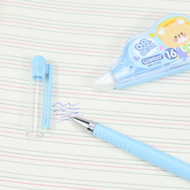 wholesale stationery set correction set gel pen and correction tape odor free for students Factory direct sales WB-8306