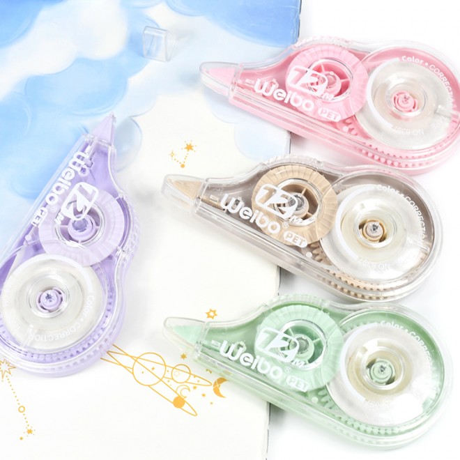 New color 6-pack correction tape set, cartoon cute portable belt, large capacity ,