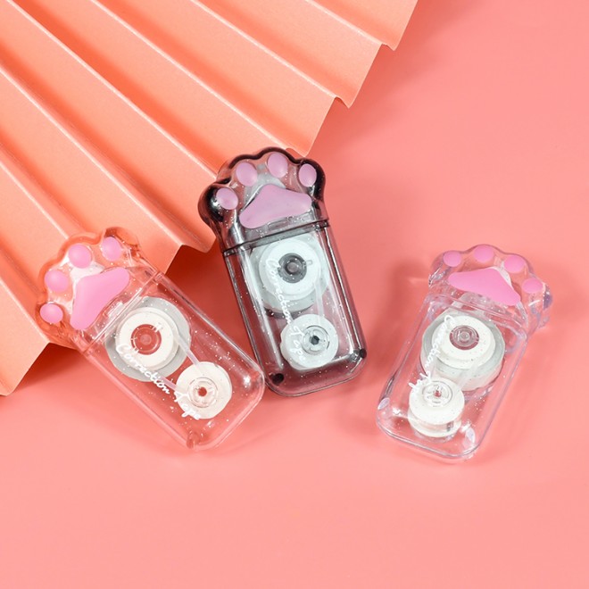 Factory Sale Portable 6M 5MM Creative Transparent cat paw Shaped Correction Tape for Kids Students School Gift