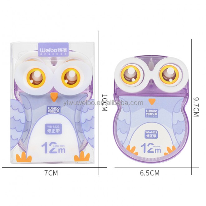 Test good best Owl shape correction tape refill cute Weibo smooth Writing error modify nighthawk Correction tipex roller OEM/ODM