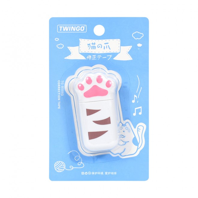 Cute Cat paw Shape Correction Tape PET 6m 5mm Quick Dry Easy to use For Student School Kids note taking Stationery