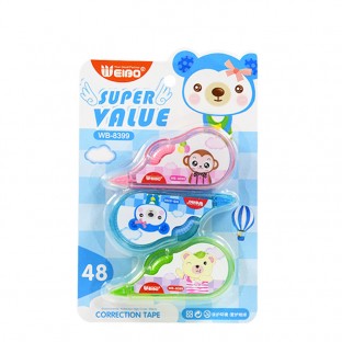 Portable 5mm 3pcs Set White out Correction Tape Children Corrector Tapes cartoon Office School Student Stationery Tape