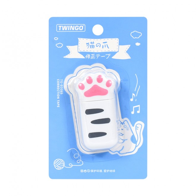 Cute Cat paw Shape Correction Tape PET 6m 5mm Quick Dry Easy to use For Student School Kids note taking Stationery