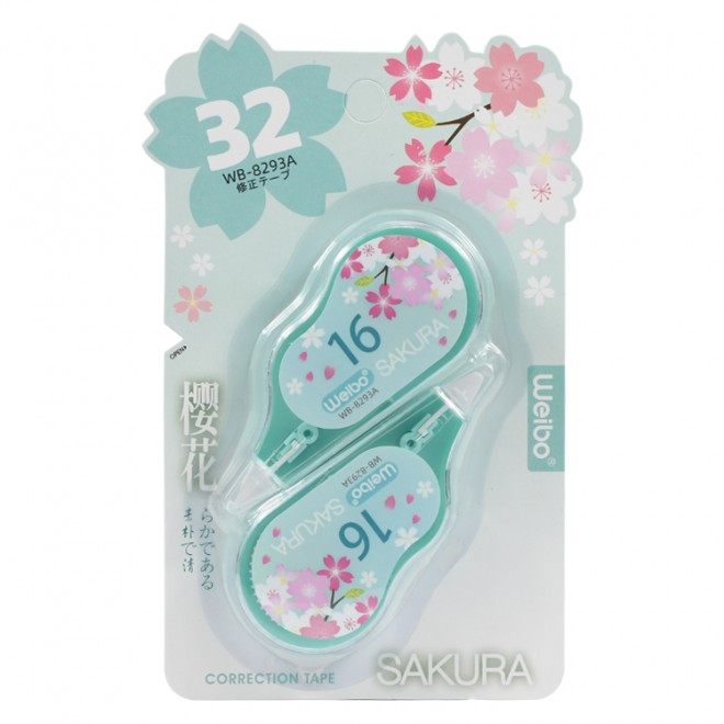 WEIBO White Out Correction Tape Sakura Type Pack Of Two Compact Student Tools For Elementary School Students