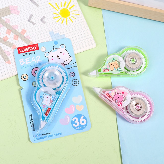 Factory Supply School Office Stationery Correction Roller customized Color Corrector Tape High WEIBO  Non-toxic Correction Tap