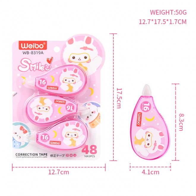 Mini white out refill correction tape stationery weibo correction tape kawaii stationery custom decorative cute tapes yiwu goods