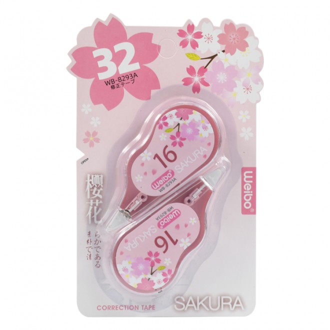 WEIBO White Out Correction Tape Sakura Type Pack Of Two Compact Student Tools For Elementary School Students