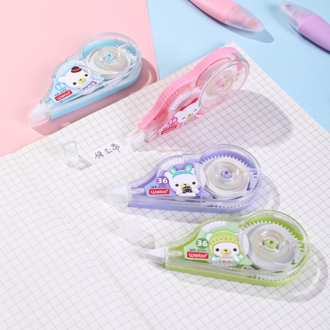 WEIBO Hot Selling Classical Office School Correction Tape 6m*5mm Big Volume Stationary Corrector Correction Tape  Smooth without