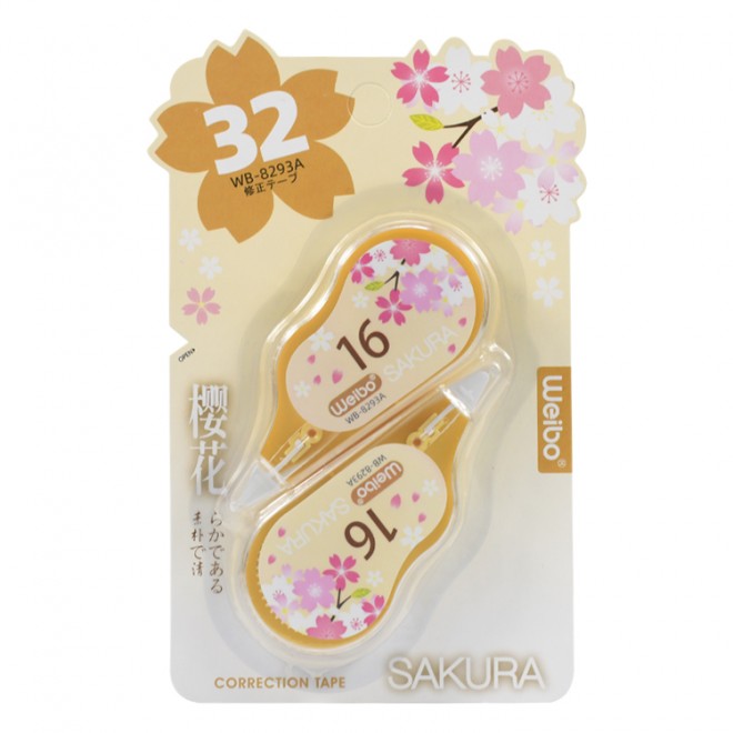 WEIBO White Out Correction Tape Sakura Type Pack Of Two Compact Student Tools For Elementary School Students