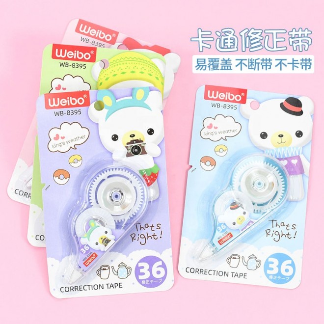 Weibo Correction Tap Cute lovely Bears  Design Kawaii Student Colors White Out Stationery Test good Supply Corrector cover strip