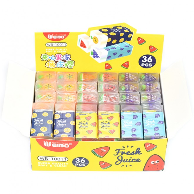 36pcs Pack Cute Cartoon Eraser And Reward Student Fruit Style Eraser Stationery For pencil Party , Homework Rewards