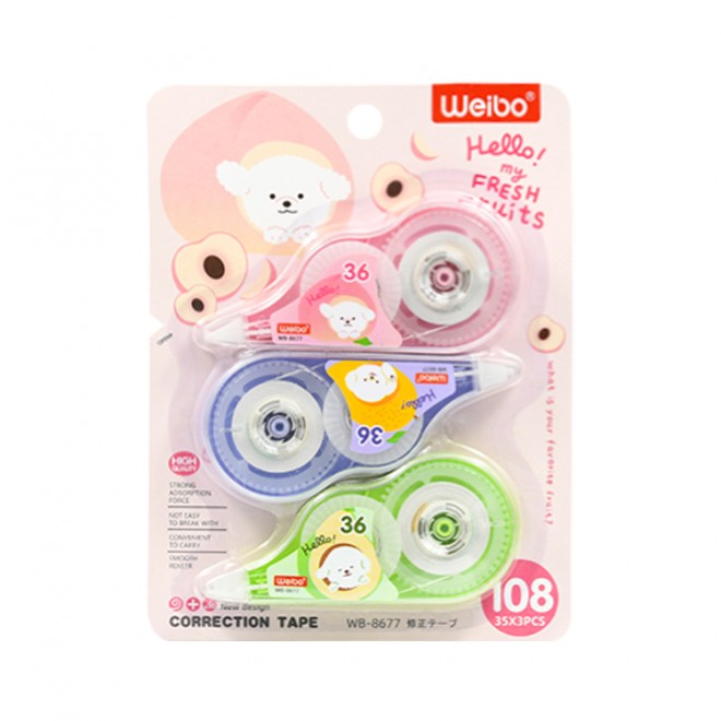 Creative and cute 3 packs, correction tape, student typo correction, convenient and quick for students