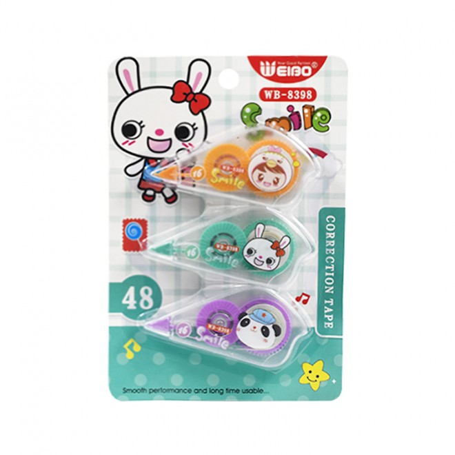 Creative and cute 3 packs,correction tape, student typo correction, convenient and quick for students