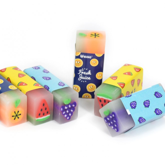 36pcs Pack Cute Cartoon Eraser And Reward Student Fruit Style Eraser Stationery For pencil Party , Homework Rewards