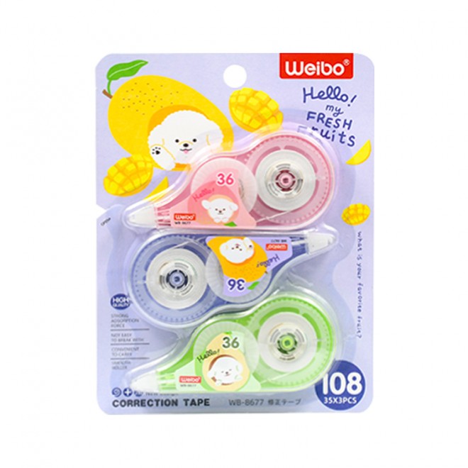 Creative and cute 3 packs, correction tape, student typo correction, convenient and quick for students