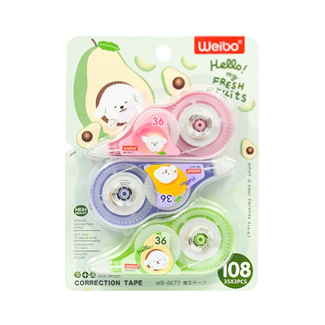 Creative and cute 3 packs, correction tape, student typo correction, convenient and quick for students