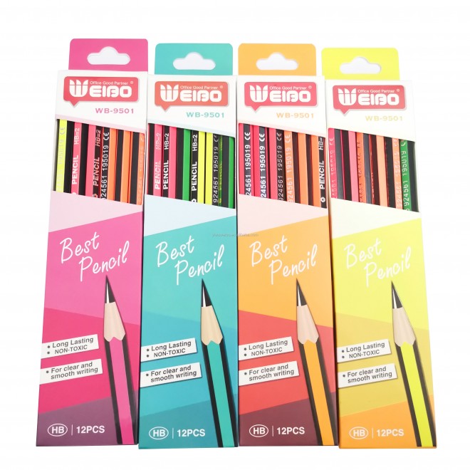 Weibo Kawaii designs regular Pencils With Rubber Drawing Pencil Set Material Escolar For school supplies kids Eraser tip Pencils