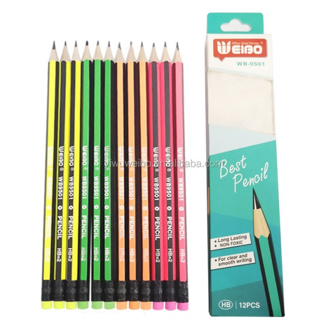 Weibo Kawaii designs regular Pencils With Rubber Drawing Pencil Set Material Escolar For school supplies kids Eraser tip Pencils