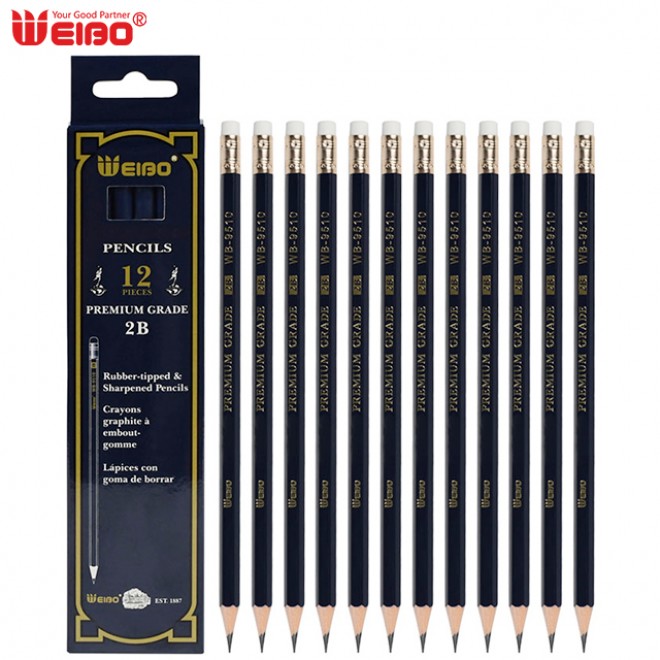 Weibo 2B Wood Pencil Art Writing High Quality 12 pcs/set Professional Blue Sketch Drawing Pencil Set