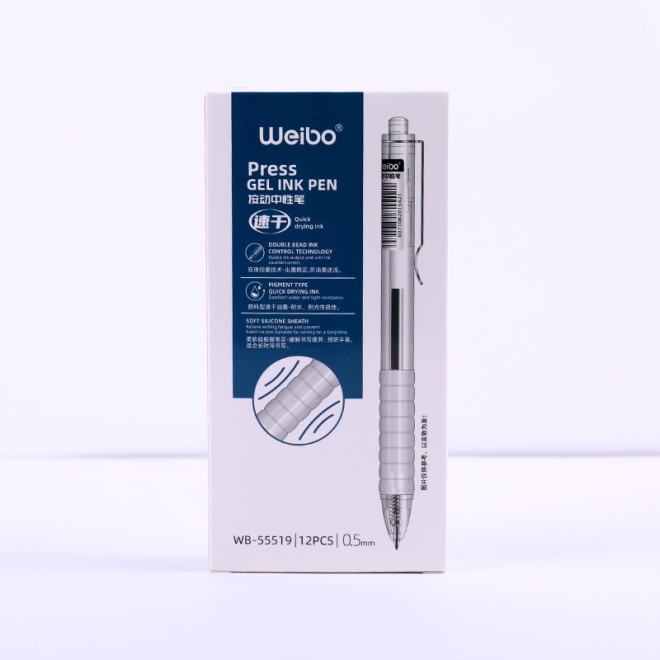 WEIBO Quick-drying Ballpoint Pen Smooth Writing Office Supply 0.5mm Gel Pen Needle Tip Black Gel Pens