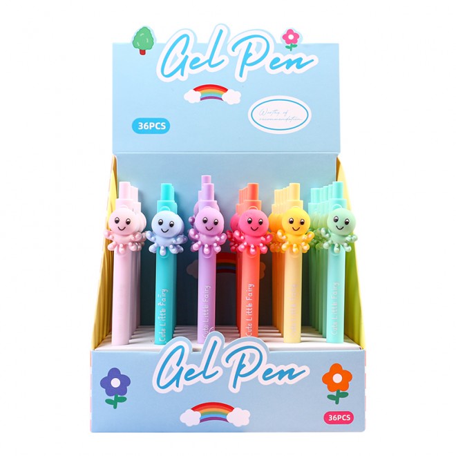 WEIBO Small octopus design display package 0.7mm retractable ballpoint pen school students supply roller ball point pen