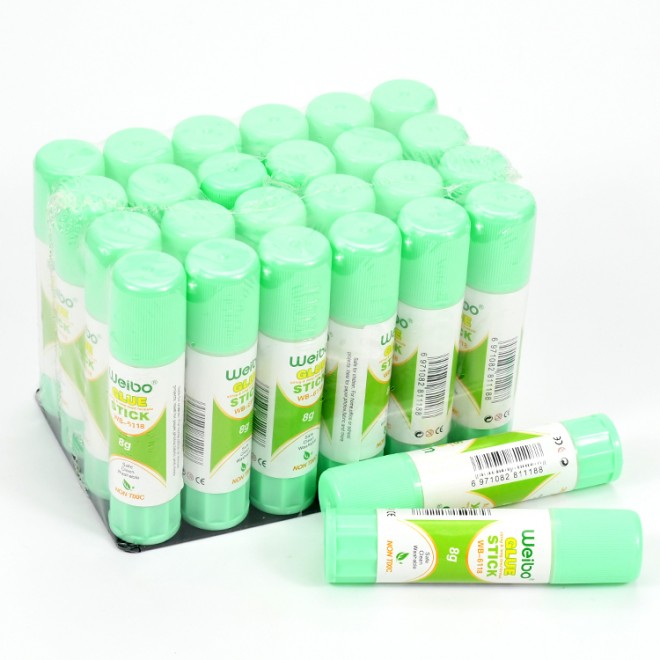 Newest 8g 8.4*2cm 24pcs set Strong Adhesive Green Glue Stick  for Adult Kids School Hand DIY Making Craft Scrapbooking