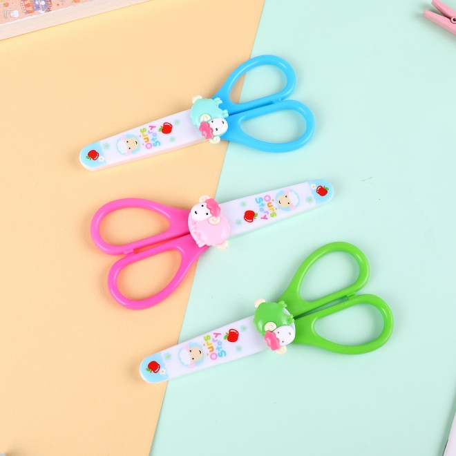 Cartoon Scissors Student Safety Cute Lively Sheep Pattern Scissors New Products Wholesale Plastic Handle