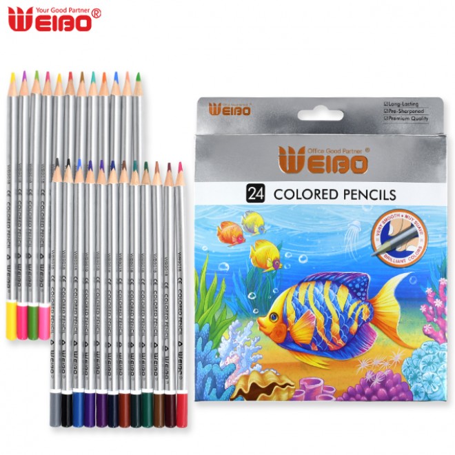 Brand WEIBO Factory sale 18pcs Bulk Set color pencil Smooth Triangle children's for school students Children Kids Drawing