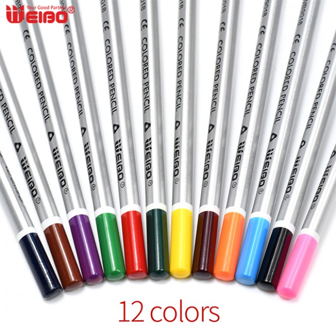 Brand WEIBO Factory sale 12pcs Bulk Set color pencil Smooth Triangle children's for school students Children Kids Drawing