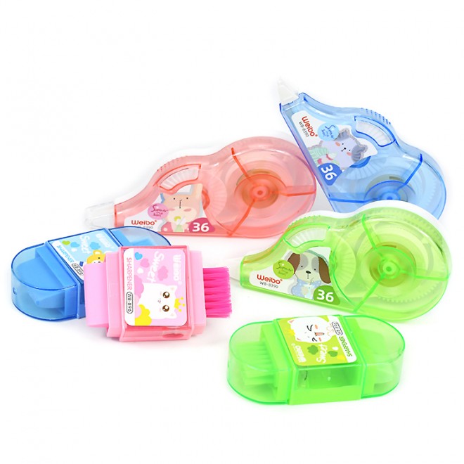 Newest 6m 5mm Correction tape cute Pencil sharpener combination pack For student stationery Error Revision