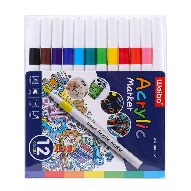 12 color double headed marker Weibo primary school children painting art watercolor pen color pen set wholesale Stationery