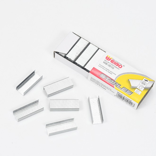 Wholesale 1000pcs box No. 10 Small alloy silver white staples regular staples For Office Stapler Binding Paper