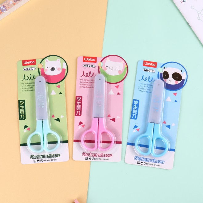 WEIBO student scissors  round head small  cartoon paper cutting hand knife  5 inches