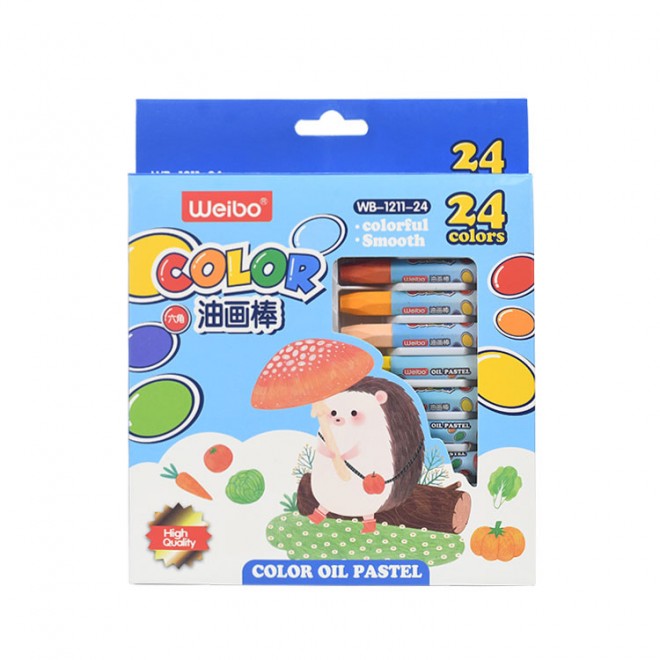 Cute Multicolor 24 pcs Set Wax Crayon Kids Painting Color Oil Pastel Crayon Safety Colorful Non-toxic For Child Drawing