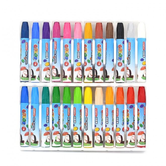 Cute Multicolor 24 pcs Set Wax Crayon Kids Painting Color Oil Pastel Crayon Safety Colorful Non-toxic For Child Drawing