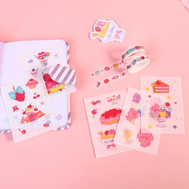 WEIBO  Student School Supplies Gift set Children Stationery Learning Set Birthday Gift Portable Gift Box Dessert Rabbit Purple S