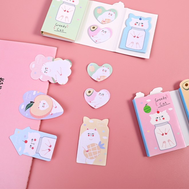 WEIBO Wholesale Bulk  Manufacturer Student Child Stationery Kitten Convenient Label Sticky Notes Pad Cute Sticky Notes