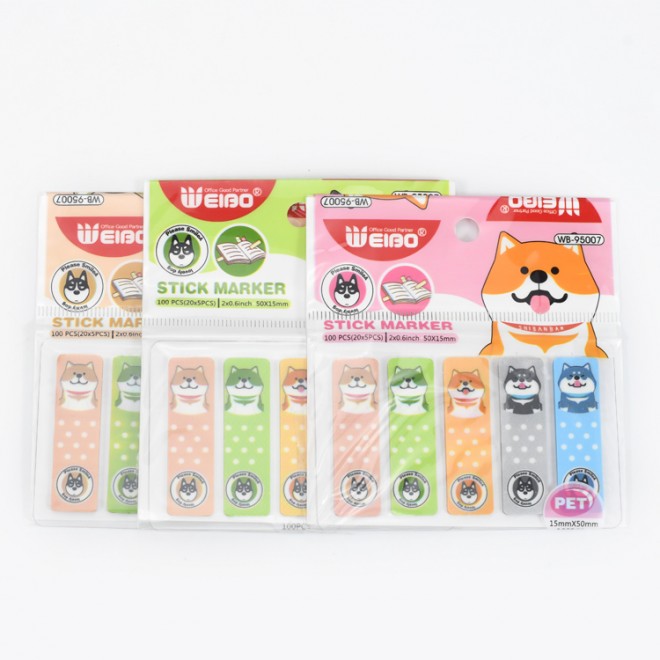 Cute 2x0.6 inch 100pcs stick marker Sticky Tabs in 5 Colors Polka Dot cartoon Style Fit Books Bookmarks Notebook