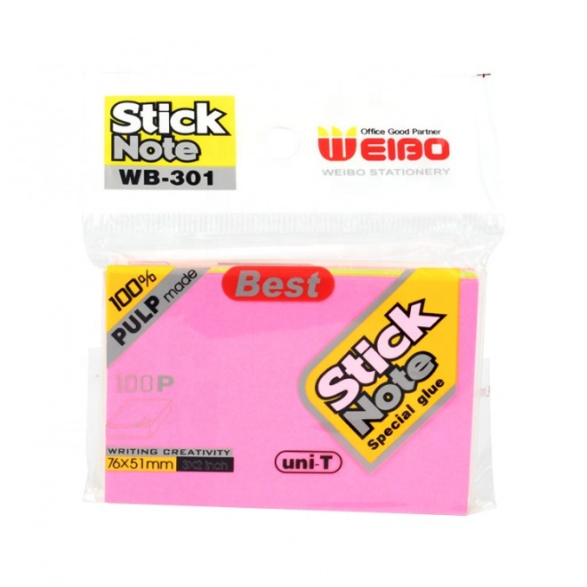 Weibo Stationery Colorful Sticky Notes Hot Sale 3x2 Inches Professional Multiple Colors High Quality Wholesale Meno Pads