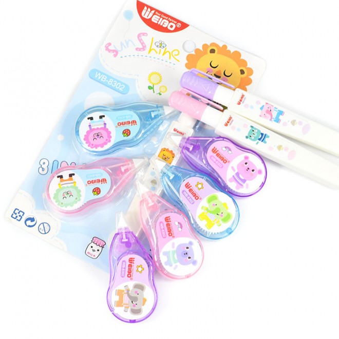 Cute Portable Easy To Use White Out Correction Tape Set With Correction Pen Odor Free For Students School Homework Use