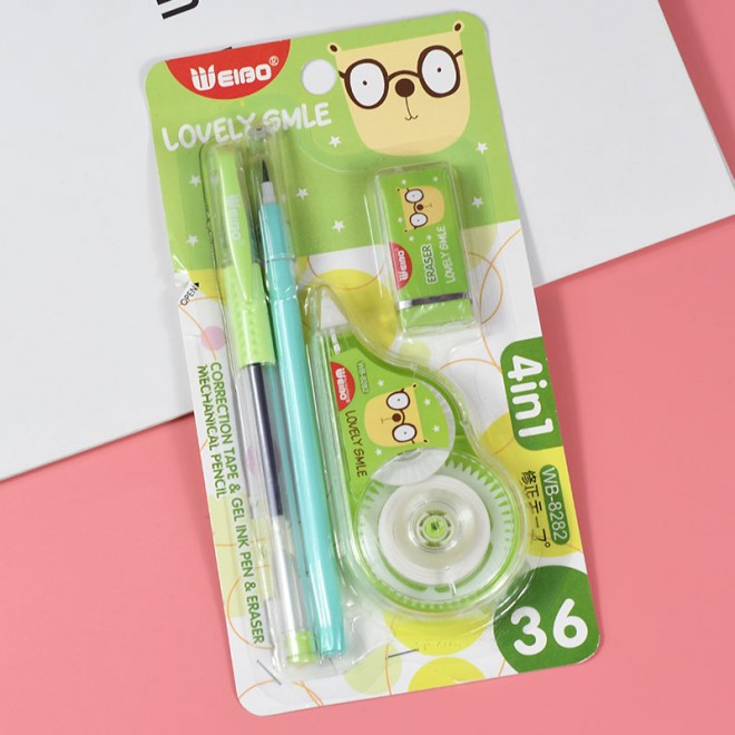 Cute Writing Set Contain correction tape pencil & eraser correction tape office school supply students stationery accessories