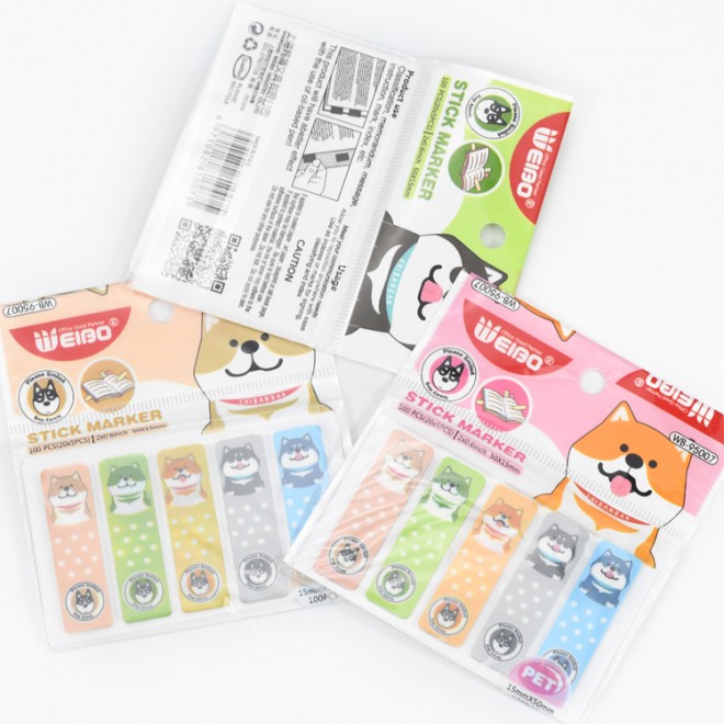 Cute 2x0.6 inch 100pcs stick marker Sticky Tabs in 5 Colors Polka Dot cartoon Style Fit Books Bookmarks Notebook