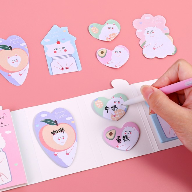 WEIBO Wholesale Bulk  Manufacturer Student Child Stationery Kitten Convenient Label Sticky Notes Pad Cute Sticky Notes