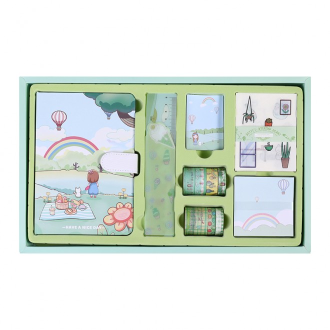 WEIBO  Student School Supplies Gift set Children Stationery Learning Set Birthday Gift Portable Gift Box  Resort style