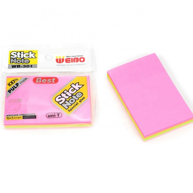 Weibo Stationery Colorful Sticky Notes Hot Sale 3x2 Inches Professional Multiple Colors High Quality Wholesale Meno Pads